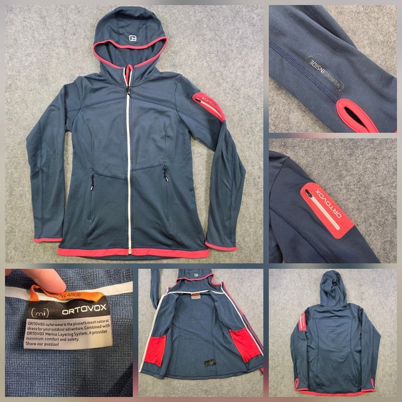 Ortovox Jackets & Blazers - Ortovox Jacket Womens Large Blue Merino Fleece Hooded Full Zip Thumbholes